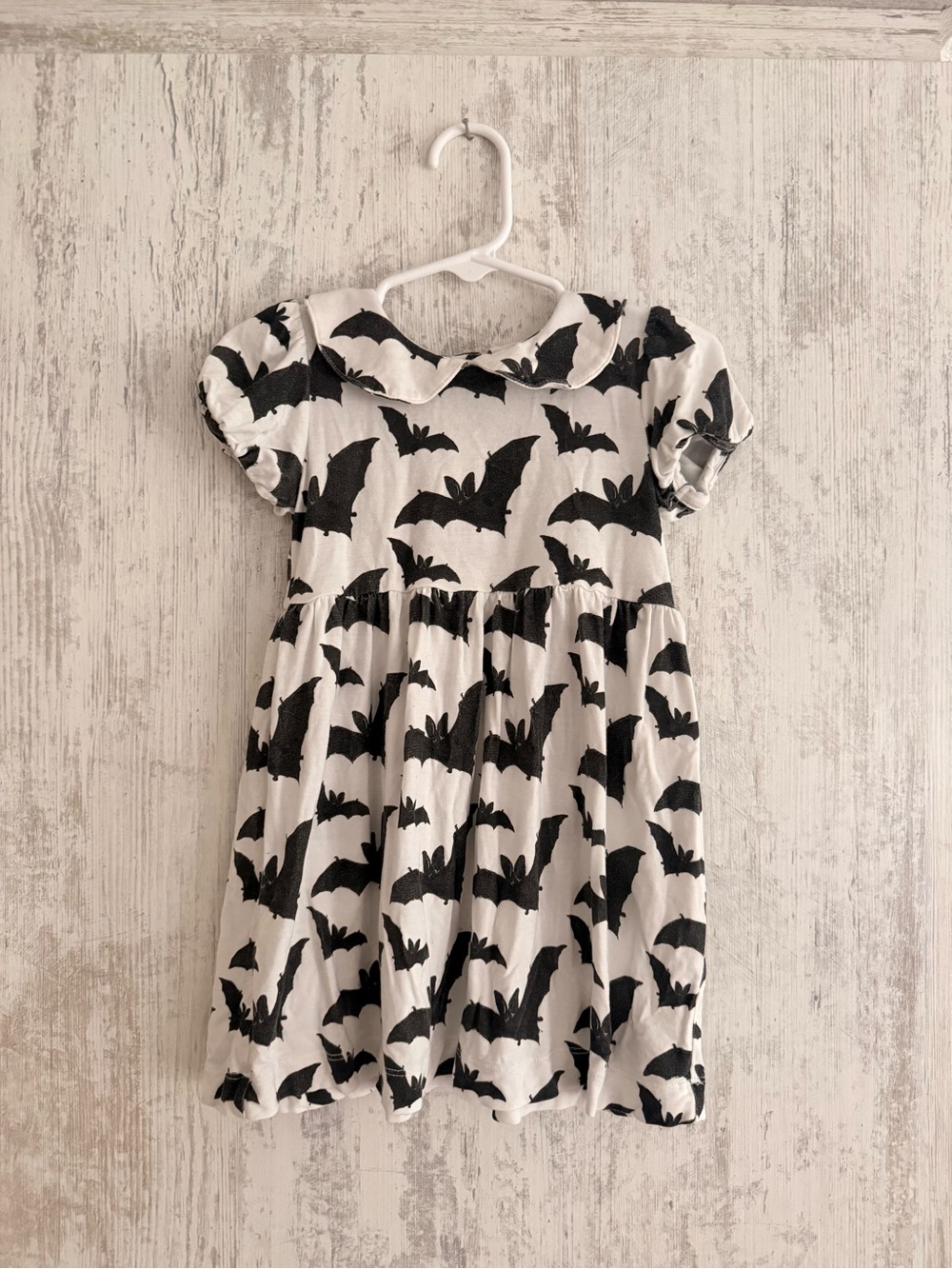 kate quinn Black and White Bat Print Dress with Peter Collar